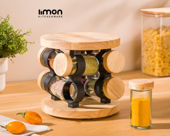 ست ادویه گردان 8 عددی چوبی لیمون - Image 7