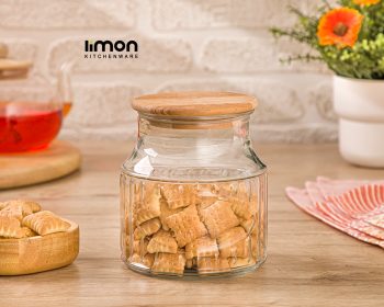 بانکه شیشه ای 800 درب چوبی لیمون - Image 2