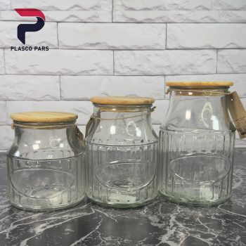 بانکه شیشه ای 800 درب چوبی لیمون - Image 5