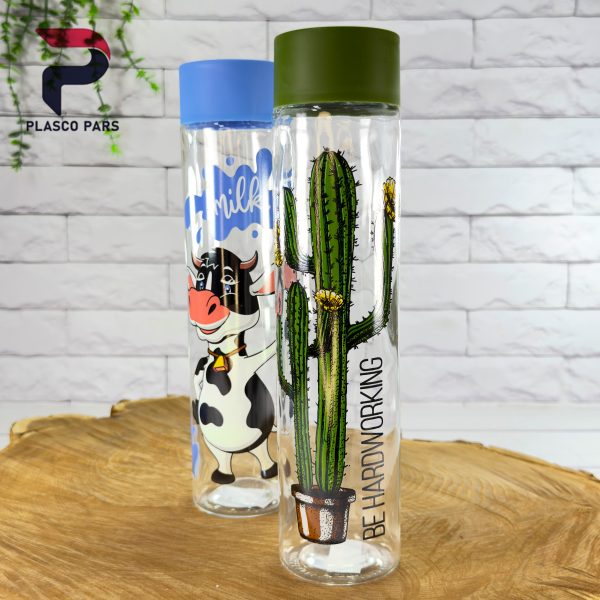 بطری آب استوانه بزرگ چاپدار لیمون