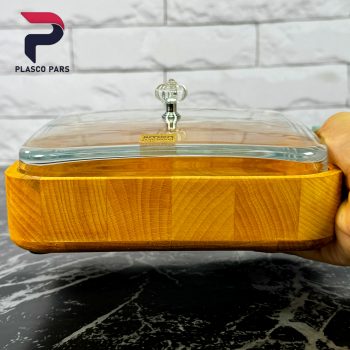 بیسکوییت خوری چوبی درب شیشه ای لیمون - Image 2