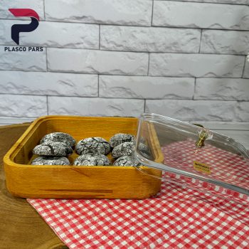 بیسکوییت خوری چوبی درب شیشه ای لیمون - Image 3