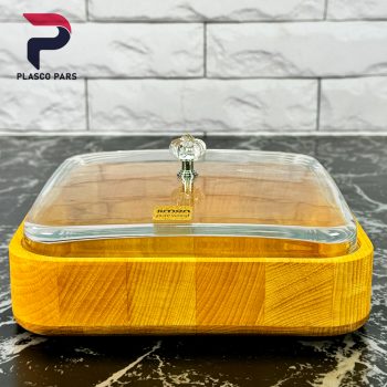 بیسکوییت خوری چوبی درب شیشه ای لیمون - Image 5