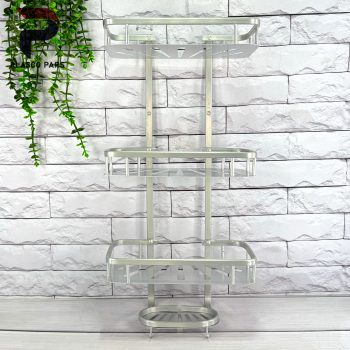 جاشامپویی مستطیل 3 طبقه سینی دار نقره ای - Image 2