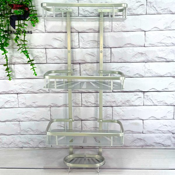 جاشامپویی مستطیل 3 طبقه سینی دار نقره ای