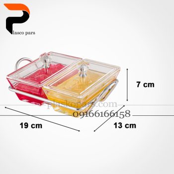 اردوخوری شیشه ای مستطیل 2 خانه لیمون - Image 2
