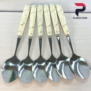 ست قاشق چنگال دسته سرامیکی ماربل - Image 3