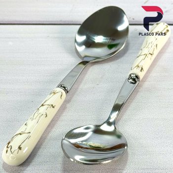 ست قاشق چنگال دسته سرامیکی ماربل - Image 4