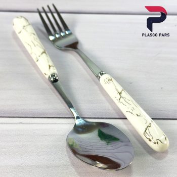 ست قاشق چنگال دسته سرامیکی ماربل - Image 6