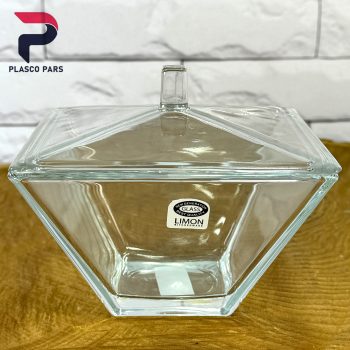 شکلات خوری شیشه ای مربع دربدار لیمون - Image 6