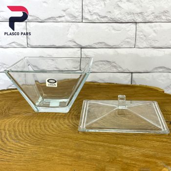 شکلات خوری شیشه ای مربع دربدار لیمون - Image 2