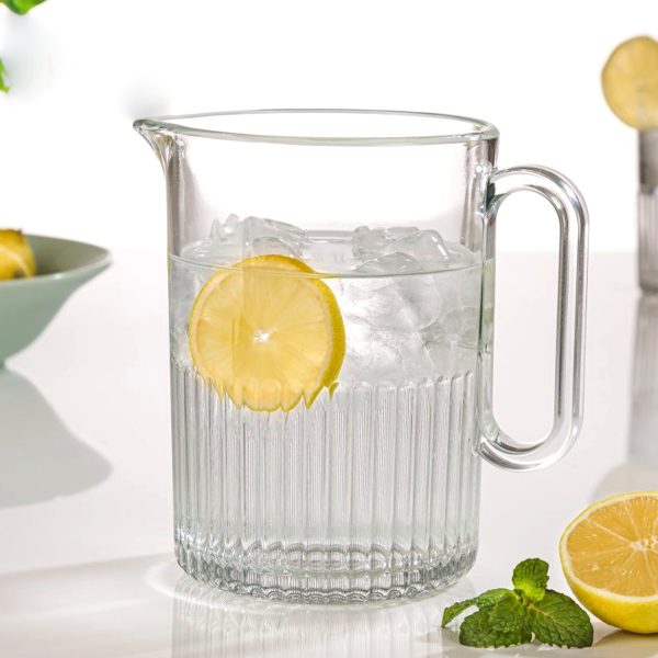 پارچ شیشه ای شیاردار لیمون