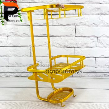 جا شامپویی مستطیل 2طبقه سینی دار طلایی - Image 2