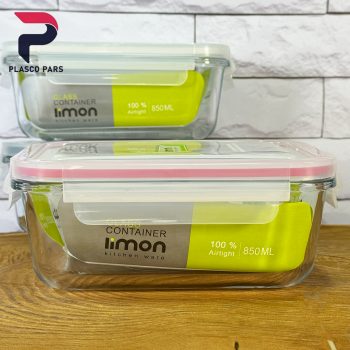 ظرف شیشه ای مستطیل850 لیمون - Image 4