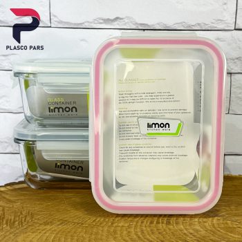 ظرف شیشه ای مستطیل850 لیمون