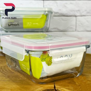 ظرف شیشه ای مستطیل850 لیمون - Image 3