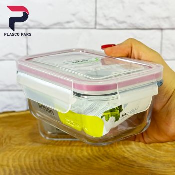 ظرف شیشه ای مستطیل 400 لیمون - Image 2