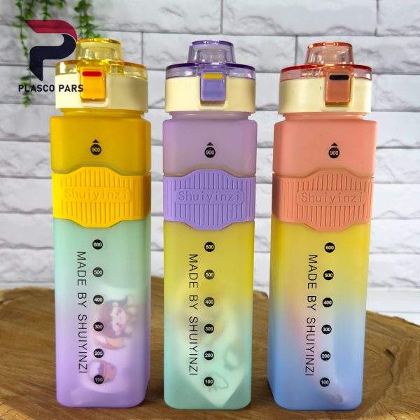 بطری 4 گوش دورسیلیکونی  بدنه مات 1 لیتری