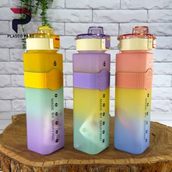 بطری 4 گوش دورسیلیکونی  بدنه مات 1 لیتری - Image 2