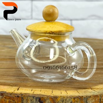 قوری زعفران پیرکس درب بامبو - Image 3