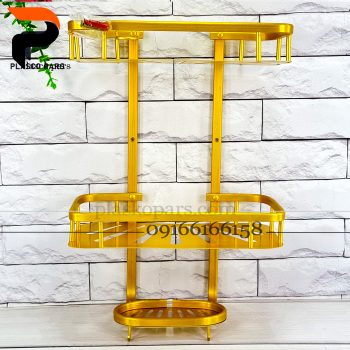 جا شامپویی مستطیل 2طبقه سینی دار طلایی