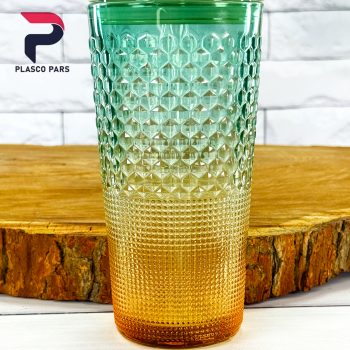 لیوان اسموتی شیشه ای بلند هفت رنگ - Image 3