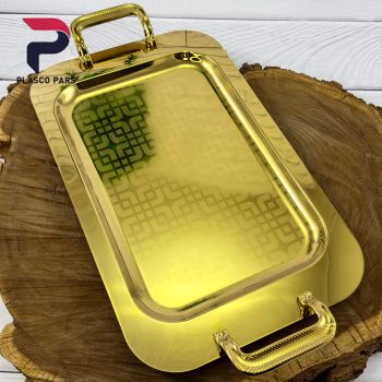 سینی استیل مستطیل کامل طلایی هانا - Image 2