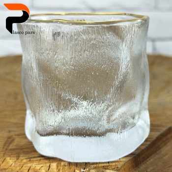 لیوان دفرمه یخی لبه طلایی