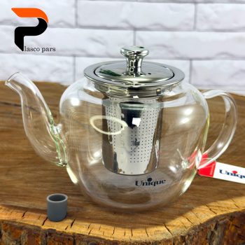 قوری پیرکس 1 لیتر صافی دار ساده درب استیل یونیک - Image 2