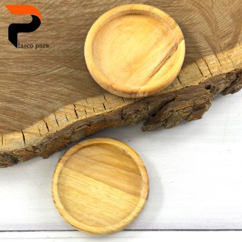 زیر لیوان چوبی لبه دار ضخیم گرد تک