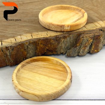 زیر لیوان چوبی لبه دار ضخیم گرد تک - Image 3