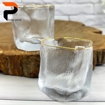 لیوان دفرمه یخی لبه طلایی - Image 2