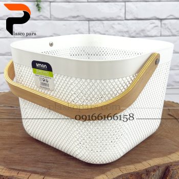 سبد مربع دسته چوبی لیمون - Image 2