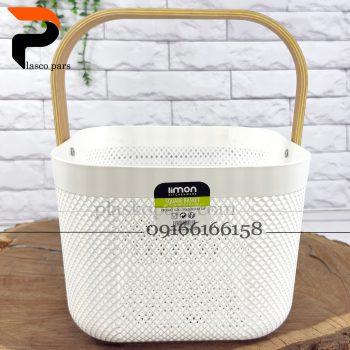 سبد مربع دسته چوبی لیمون - Image 3