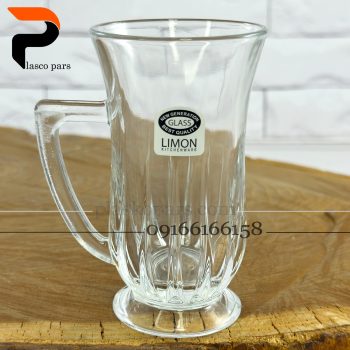 استکان شیشه ای دسته دار لیمون
