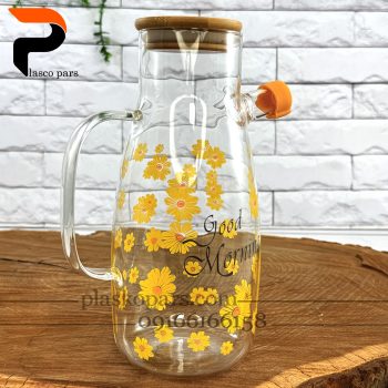 جاروغنی پیرکس گلدار درب بامبو - Image 3