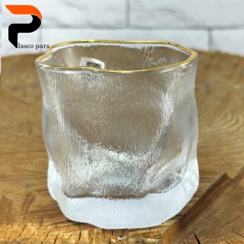 لیوان دفرمه یخی لبه طلایی - Image 3