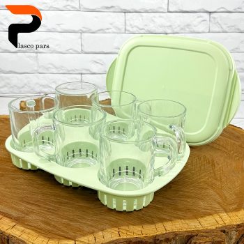 ست چایخوری 6 نفره مسافرتی پاستیلی لیمون