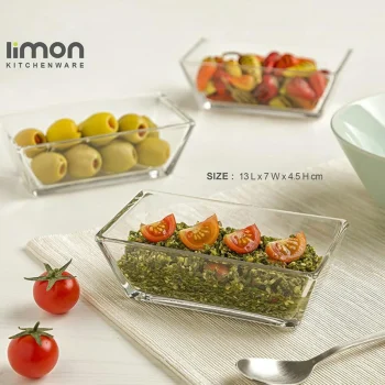 ست کاسه 6 عددی شیشه ای بزرگ مستطیل لیمون - Image 8