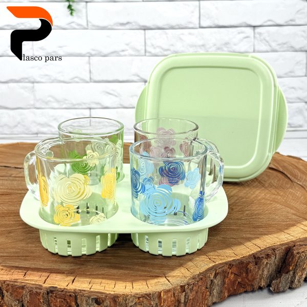 ست چایخوری 4نفره مسافرتی پاستیلی لیمون