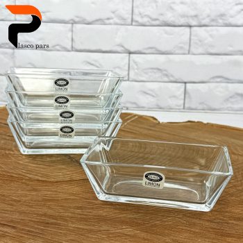 ست کاسه 6 عددی شیشه ای بزرگ مستطیل لیمون - Image 5
