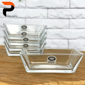 ست کاسه 6 عددی شیشه ای بزرگ مستطیل لیمون - Image 2