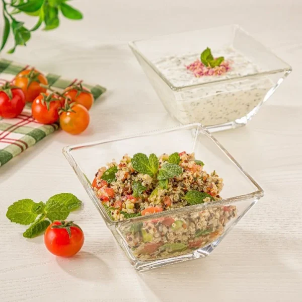 ست کاسه 6 عددی شیشه ای مربع لیمون