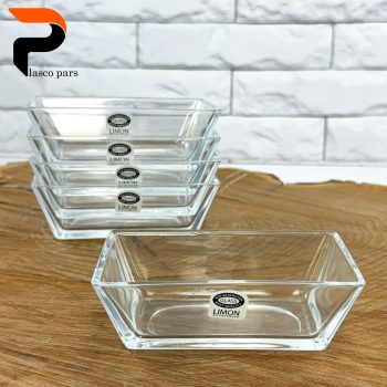 ست کاسه 6 عددی شیشه ای بزرگ مستطیل لیمون - Image 4