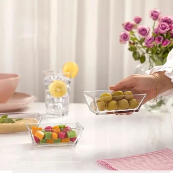 ست کاسه 6 عددی شیشه ای بزرگ مستطیل لیمون - Image 9