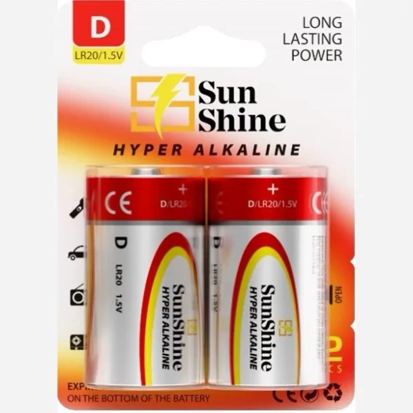 باتری سایز D آلکالاین sunshine