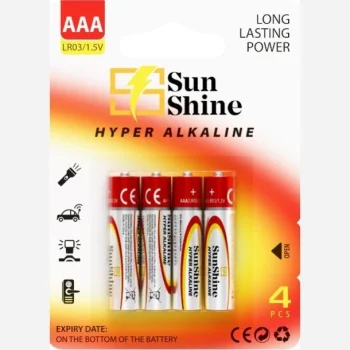 باتری آلکالاین نیم قلمی 4 عددی sun shine