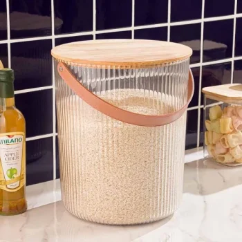 سطل شیاردار 12 لیتری درب چوبی لیمون - Image 2