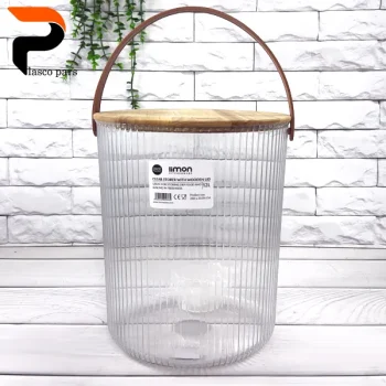 سطل شیاردار 12 لیتری درب چوبی لیمون