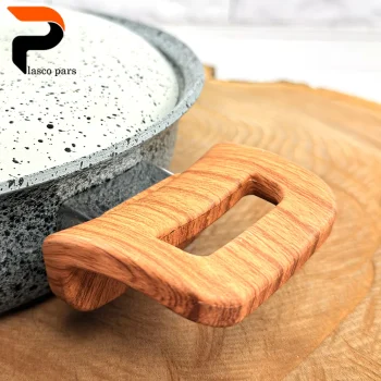 قابلمه 16 دسته چوبی گرانیتی طوسی سفید هاناتک - Image 2